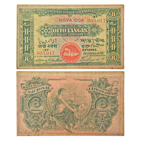Indo-Portuguese Territories, 8 tangas, dated 1st October 1917, signed by Luis Diogo Da Sil