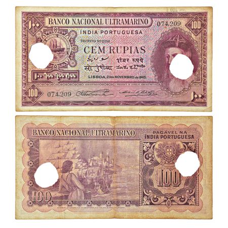 Indo-Portuguese Territories, 100 rupias, 6th issue, 29th November 1945, signed by Antonio 