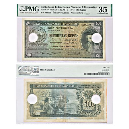 Indo-Portuguese Territories, 500 rupias, 6th issue, dated 29th November 1945, signed by An