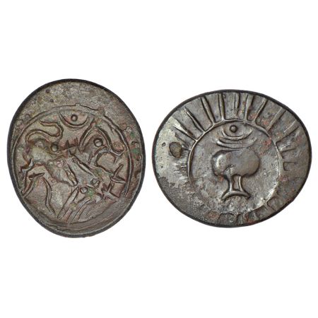 Vishnukundin dynasty of Vengi - 'lion' type uninscribed coin of alloyed copper (c.500-600 
