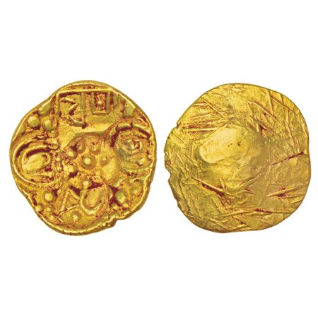 Nolambas of South-Central Karnataka - gold punch-marked gadyana, attributed to Nanni Nolam