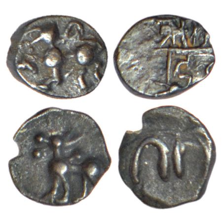 Two silver coins, (a) Yadavas of Devagiri - silver tara of Ramachandra (1275-1315 AD), not