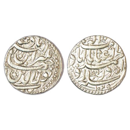 Jahangir (1605-1627 AD), silver rupee, Ahmadabad mint, 'Enayate Elah' couplet, AH 1029, KM