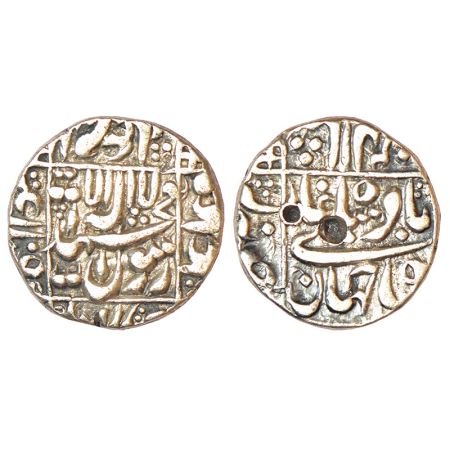 Shah Jahan (1628-1658 AD), silver ½ rupee, Junagadh mint in left quadrant, 'square areas' 