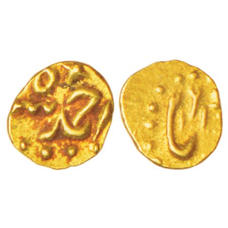 Ahmad Shah Bahadur (1748-1754 AD), gold ½ fanam, Karpa mint, AH (11)61, unlisted in KM, 0.
