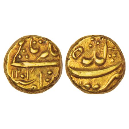Shah Alam II (1759-1806 AD), gold pagoda, Imtiyazgarh (Adoni) mint, AH 1201, posthumous le