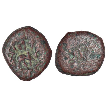 Post-Mauryan tribal republics, Yaudheyas, die struck copper coin of 'Bahudhanyaka' type (c