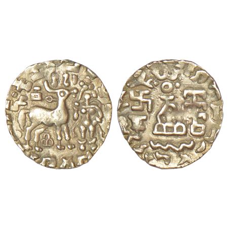 Post-Mauryan tribal monarchies, Kunindas - silver drachm of Amoghabhuti (c.50BC-50AD), PAI