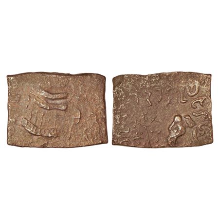 Tribal monarchies in North India - Audumbaras, copper coin of Rudradasa (50 BC-50 AD), PAI