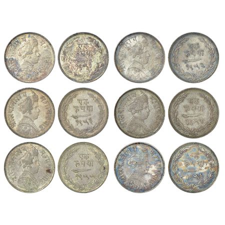 Baroda, Sayaji Rao III (1875-1938 AD), complete set of 6 silver rupee, VS 1951, 11.30g; VS