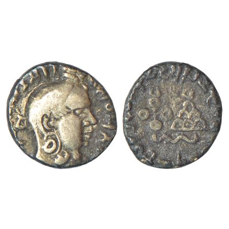 Satavahanas - silver 'portrait' type drachm of Vasithiputa Siri Khada Satakani (c.145-155 