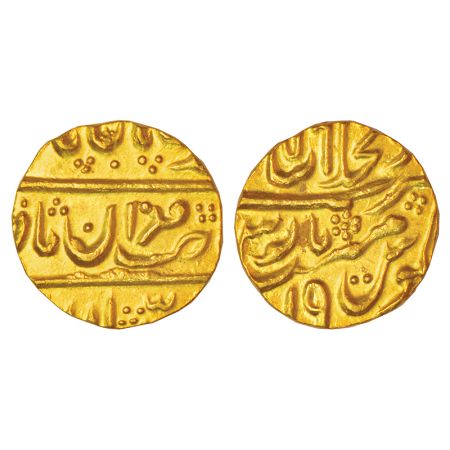 Mewar/Udaipur - gold ½ mohur imitating the Shahjahanabad mint issue of Muhammad Shah, RY 1