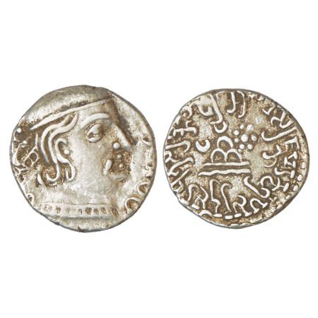 Western Kshatrapas, Karddamaka dynasty, silver drachm of Rudrasena I s/o Rudrasimha I as M