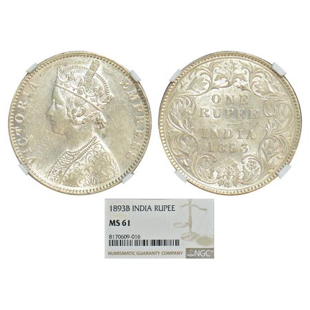Victoria Empress, silver rupee, 1893, Bombay mint, C2/I/'B' incused, PR 182; GK 578-579. N