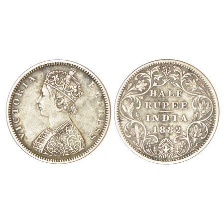 Victoria Empress, silver ½ rupee, 1882, Bombay mint, B2/II/dot, PR 290; GK 618, 5.74g. Goo