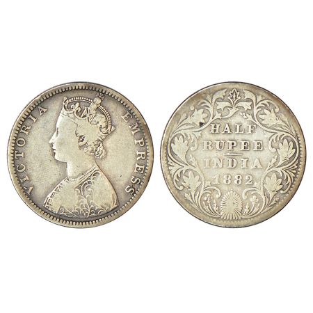 Victoria Empress, silver ½ rupee, 1882, Bombay mint, B2/II/dot, PR 290; GK 618, 5.54g. Fin