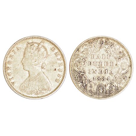 Victoria Empress, silver ½ rupee, 1884, Bombay mint, A/II/no dot, PR 293; GK 626, 5.76g. G