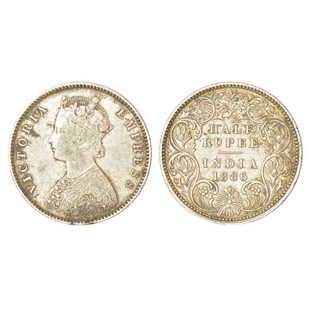 Victoria Empress, silver ½ rupee, 1886, Calcutta mint, A/I/'C' incused, PR 270, GK 634, 5.