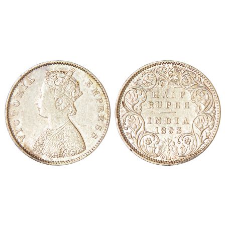 Victoria Empress, silver ½ rupee, 1893, Bombay mint, A/I/'B' incused, PR 303; GK 648, 5.78