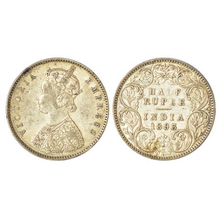 Victoria Empress, silver ½ rupee, 1893, Bombay mint, A/I/'B' incused, PR 303; GK 648, 5.82