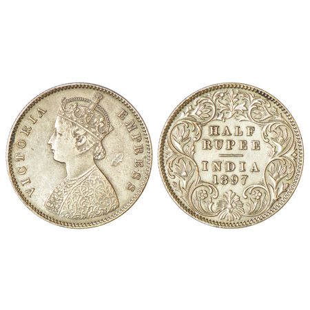Victoria Empress, silver ½ rupee, 1897, Calcutta mint, A/I/'C' incused, PR 280; GK 657, 5.