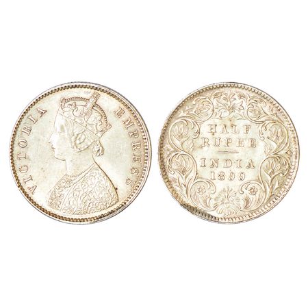 Victoria Empress, silver ½ rupee, 1899, Bombay mint, A/I/'B' incused (inverted), PR 307; G