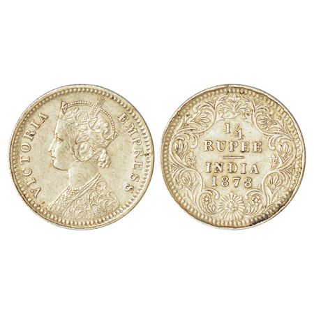 Victoria Empress, silver ¼ rupee, 1878, Calcutta mint, C/II, no mint mark, PR 383; GK 673,