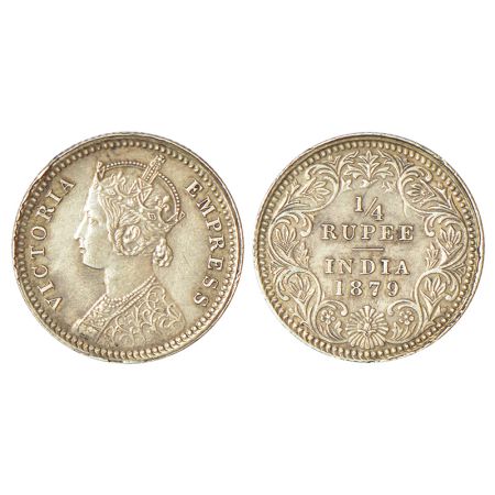 Victoria Empress, silver ¼ rupee, 1879, Calcutta mint, C/II/'C' incused, PR 384; GK 674, 2
