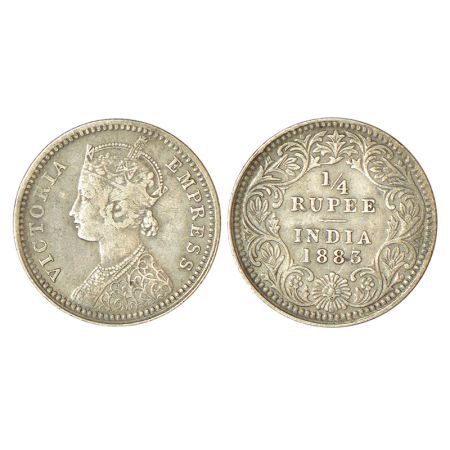 Victoria Empress, silver ¼ rupee, 1883, Calcutta mint, C/II/'C' incused, PR 388; GK 692, 2