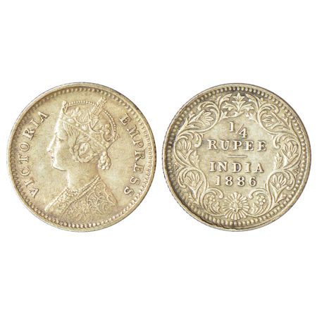 Victoria Empress, silver ¼ rupee, 1886, Calcutta mint, C/II/'C' incused, PR 391; GK 707, 2