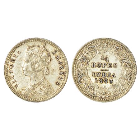 Victoria Empress, silver ¼ rupee, 1893, Calcutta mint, C/II/'C' incused, PR 398; GK 725, 2