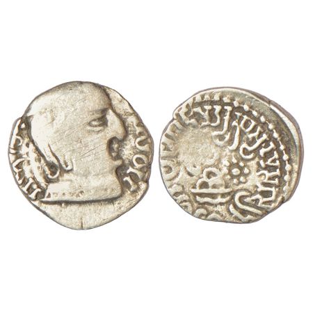 Western Kshatrapas, Karddamaka dynasty, silver drachm of Damasena s/o Rudrasimha I as Maha
