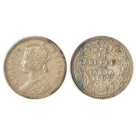 Victoria Empress, silver ¼ rupee, 1897, Calcutta mint, C/II/'C' incused, PR 401; GK 732, 2