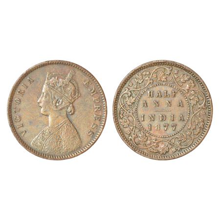 Victoria Empress, copper ½ anna, 1877, Calcutta mint, bust 'C', PR 585; GK 821, 12.96g. Go