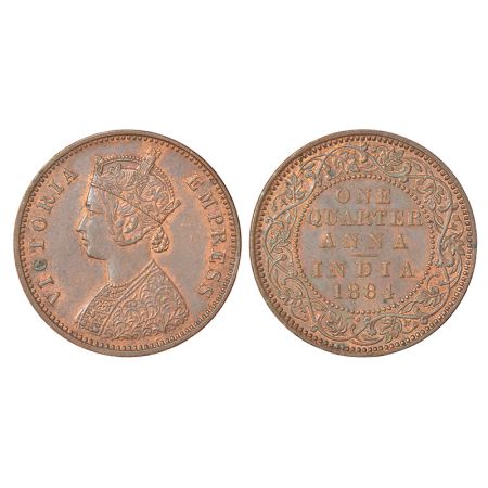 Victoria Empress, copper ¼ anna, 1884, Bombay mint, B/I/no mint mark, PR 640; GK 838, 6.52