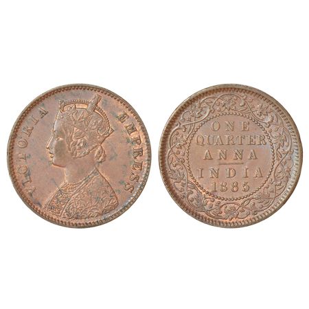 Victoria Empress, copper ¼ anna, 1885, Calcutta Mint, B/II/'C' incused, PR 618; GK 840, 6.