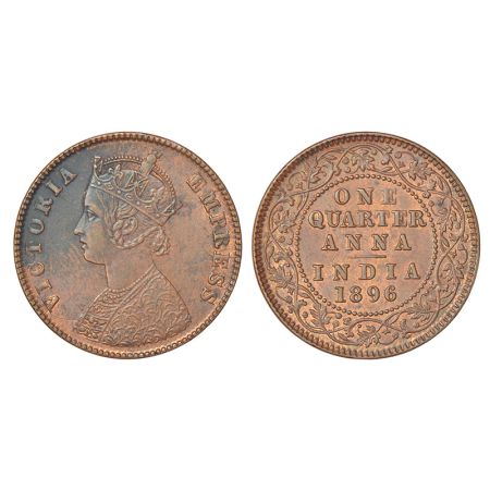 Victoria Empress, copper ¼ anna, 1896, Calcutta mint, B/II/no mint mark, PR 629; GK 855, 6