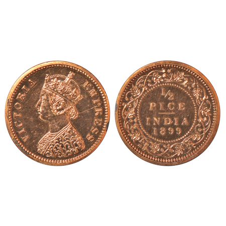 Victoria Empress, Proof re-strike, copper ½ pice, 1899, Calcutta mint, A/I, no mint mark, 