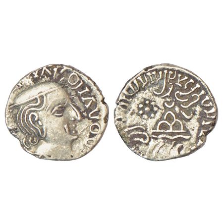 Western Kshatrapas, Karddamaka dynasty, silver drachm of Vijayasena s/o Damasena as Mahaks