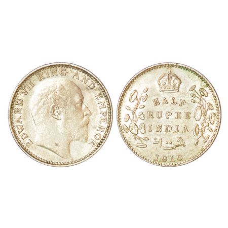 Edward VII, silver ½ rupee, 1910, Calcutta mint, no mint mark, PR 314; GK 971, 5.82g. Abou