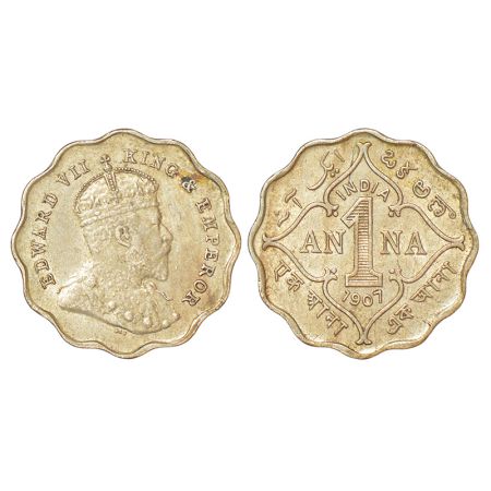Edward VII, cupro-nickel 1 anna, 1907, Bombay mint, 'B' incused, PR 926; GK 990, 3.90g. Ab