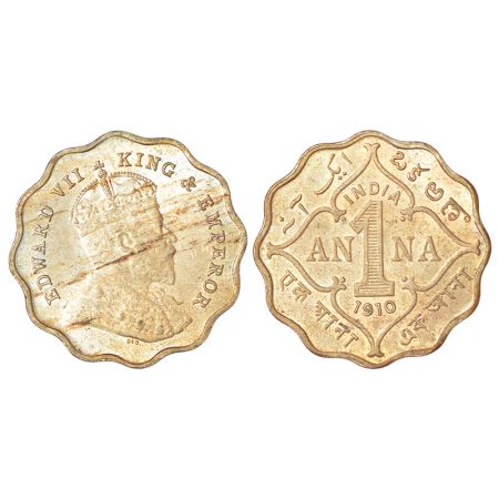 Edward VII, cupro-nickel 1 anna, 1910, Bombay mint, 'B' incused, PR 929; GK 993, 3.91g. Un