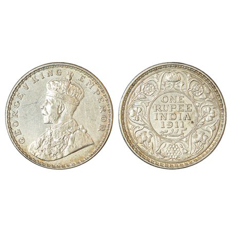 George V, silver rupee, 1911, Bombay mint, dot, PR 217; GK 1022, 11.59g. Good very fine, V