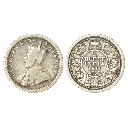 George V, silver ¼ rupee, 1911, Calcutta mint, no dot, pig type, PR 440; GK 1080, 2.82g. V