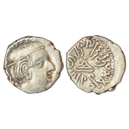 Western Kshatrapas, Karddamaka dynasty, silver drachm of Rudrasena II s/o Viradaman as Mah