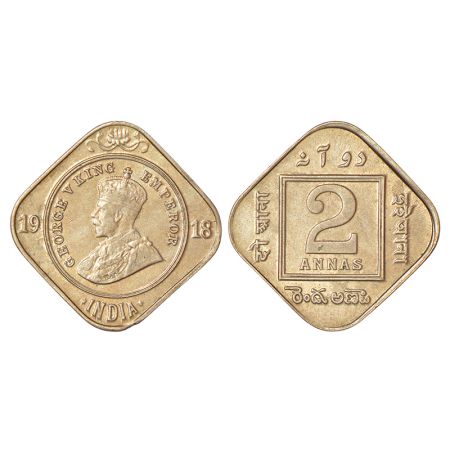 George V, cupro-nickel 2 annas, 1918, Calcutta mint, no dot, PR 880; GK 1118, 5.78g. About