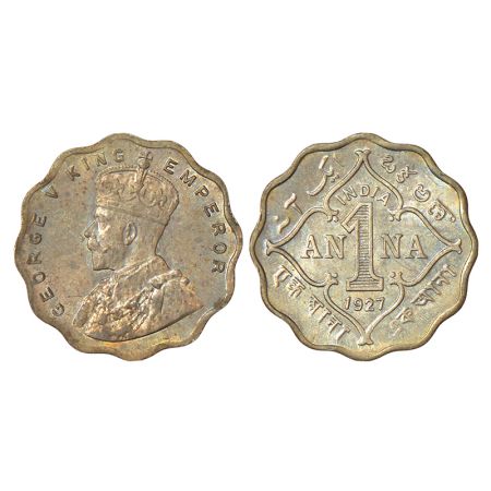 George V, cupro-nickel 1 anna, 1927, Calcutta mint, no dot, PR 933; GK 1159, 3.96g. Uncirc