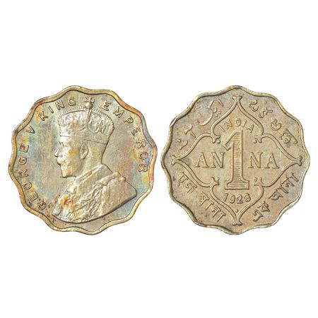 George V, cupro-nickel 1 anna, 1928, Bombay mint, dot, PR 956; GK 1160, 3.86g. About Uncir