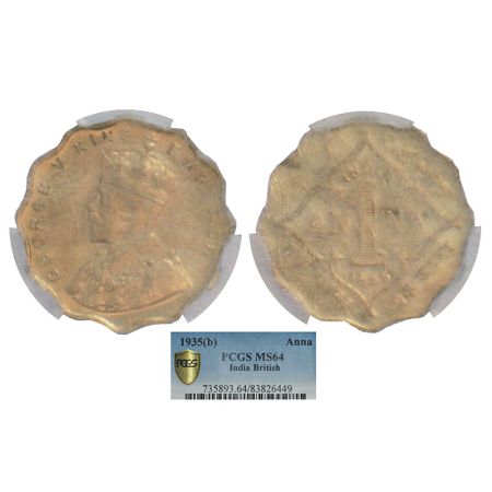 George V, cupro-nickel 1 anna, 1935, Bombay mint, dot, PR 957; GK 1166. PCGS graded MS64, 