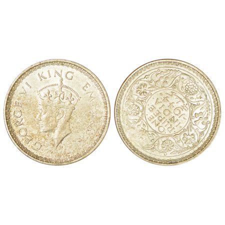George VI, half silver rupee, 1944, Bombay mint, C/III/diamond, GK 1278, 11.68g. Die-axis 